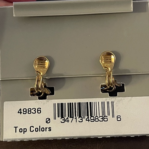 Vintage Monet Luxury Clip Earrings Top Colors Gold White Natural - Picture 5 of 5